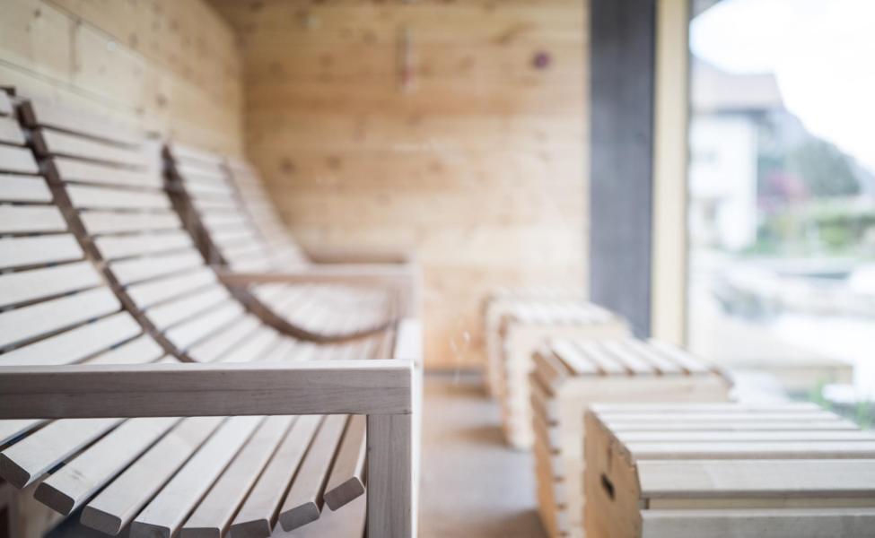 Sauna mit Blick auf den Garten